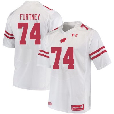 Men's Wisconsin Badgers NCAA #74 Michael Furtney White Authentic Under Armour Stitched College Football Jersey OW31E57PP